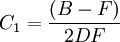 C_1 = \frac{(B - F)}{2DF}